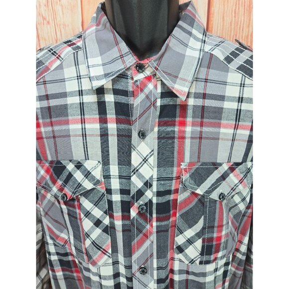Affliction 73 Live Fast Plaid Western Shirt 3XL - Picture 3 of 10